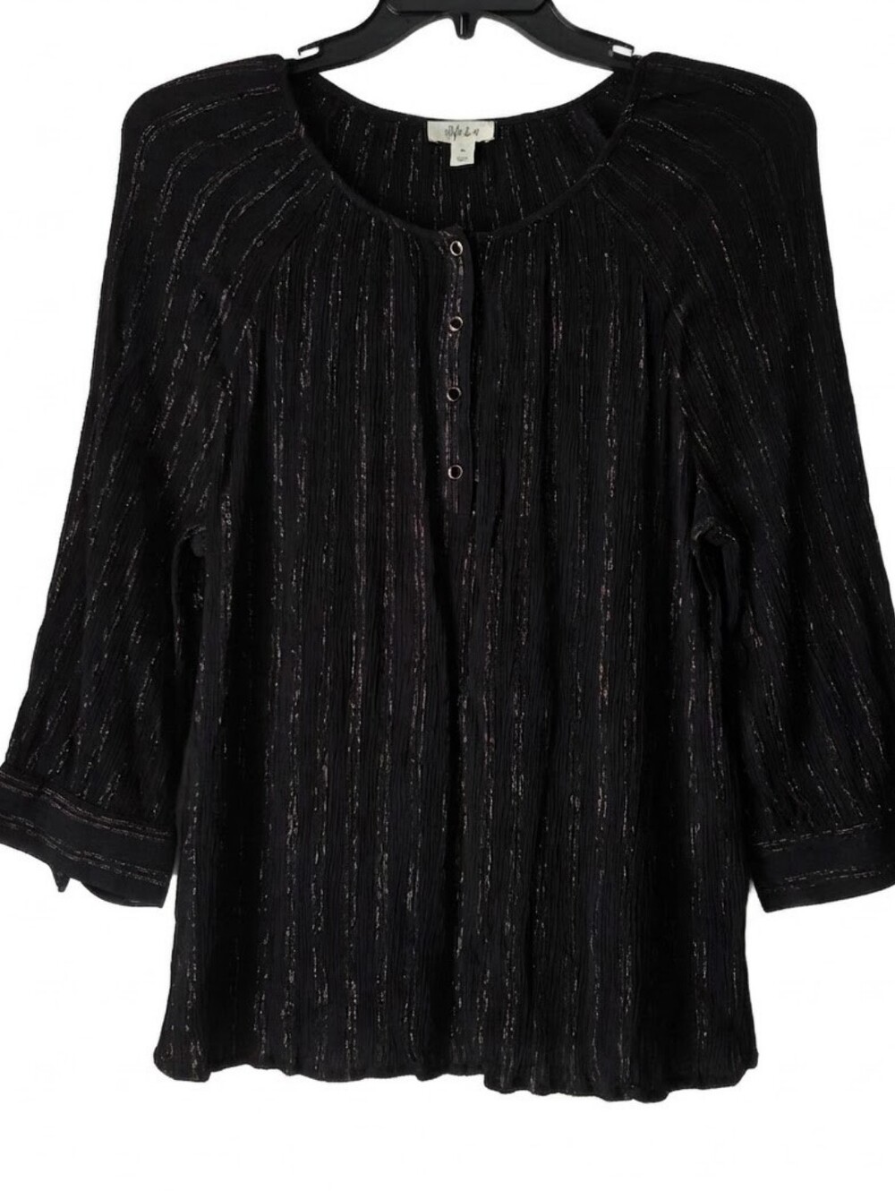 Style & Co Black & Gold Metallic Stripe Shimmer Top. See Description!